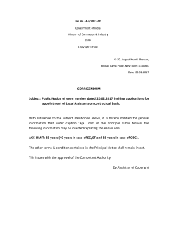 CORRIGENDUM Subject: Public Notice of even number dated 20.02