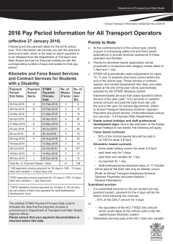 2016 Pay Period Information for All Transport Operators