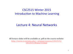 Lecture 4: Neural Networks