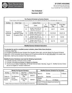 SF STATE HOUSING Fee Schedule Summer 2017
