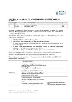 Strategic Approval Form for New Programmes