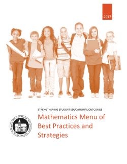 Mathematics Menu of Best Practices and Strategies