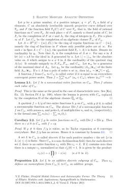 2. Elliptic Modules: Analytic Definition Let p be a prime number, d a