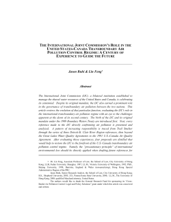 The International Joint Commission`s Role in the United States