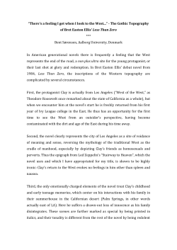 Easton Ellis` Less Than Zero as Gothic Western