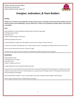 Ice Breakers and Energizers