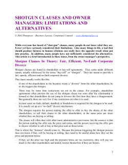 Shotgun Clauses and Owner Managers: Limitations and Alternatives