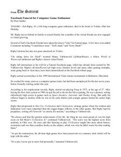 Facebook Funeral for Computer Game Enthusiast