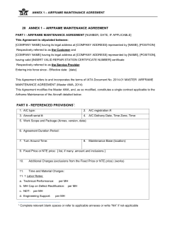 Annexes to Master Airframe Maintenance Agreement