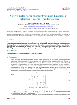 Algorithms for Solving Linear Systems of Equations of Tridiagonal