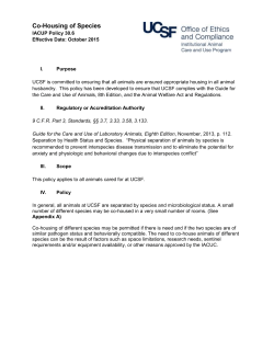 Co-Housing of Species - UCSF Animal Care and Use Program