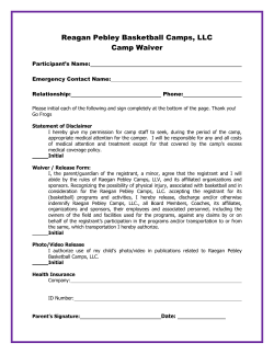Reagan Pebley Basketball Camps, LLC Camp Waiver