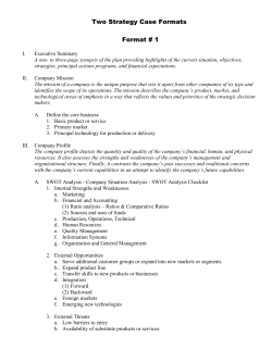 BUSINESS STRATEGY CASE FORMAT