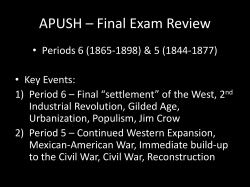 APUSH * Final Exam Review (1850