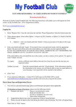 Returning Souths Player Welcome to Souths United Football Club.