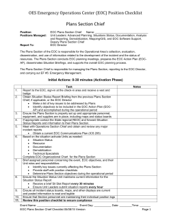 the EOC Plans Section Chief Position Checklist