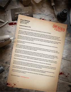 Press Release - Cold Furnace Studios