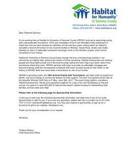Habitat Sponsor Letter - Habitat for Humanity of Sonoma County