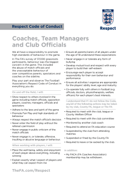 Coaches, Team Managers and Club Officials