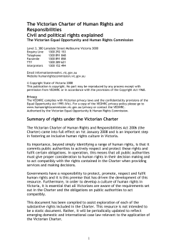 The Victorian Charter of Human Rights and Responsibilities
