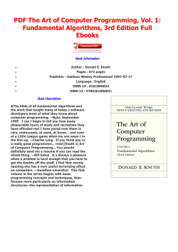 PDF The Art of Computer Programming, Vol. 1