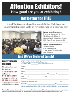 Attention Exhibitors! - The Cooperator Expo New Jersey