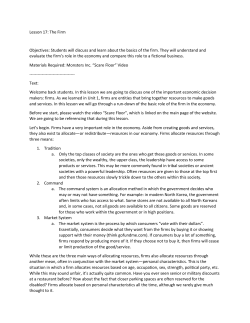 Lesson 17: The Firm Objectives: Students will discuss and learn