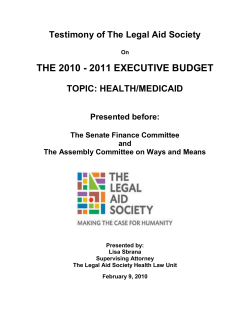 Testimony of The Legal Aid Society on the Governor`s 2010