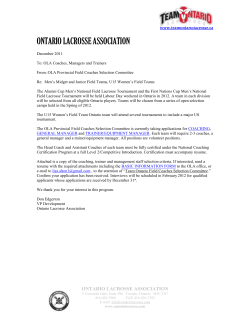 2012 Team Ontario Coaching Application - Field