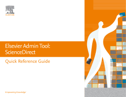 Elsevier Admin Tool: ScienceDirect Quick Reference Guide