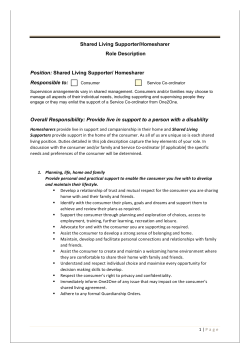 Shared Living Supporter/Homesharer Role Description Position
