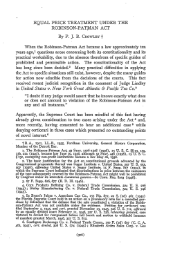Equal Price Treatment Under the Robinson-Patman Act