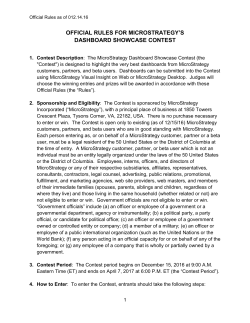 official rules for microstrategy`s dashboard showcase contest