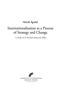 Internationalisation as a Process of Strategy and Change