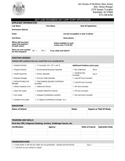 Employment application (2-pp.) - Girl Scouts of Northern New Jersey