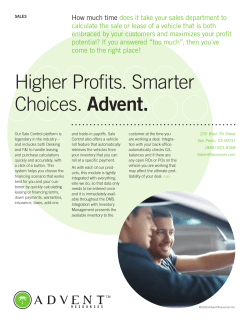 Higher Profits. Smarter Choices. Advent.