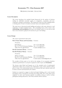 Economics 771 &ndash; First Semester 2017
