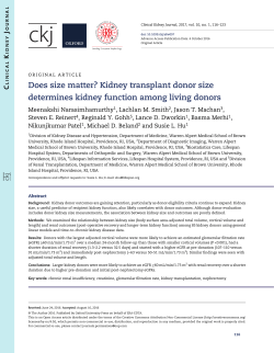 Kidney transplant donor size determines kidney function among