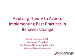 Applying Theory to Action: Implementing Best Practices in Behavior