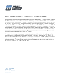 Official Rules and Guidelines for the Stanley BEST Tailgate Chair
