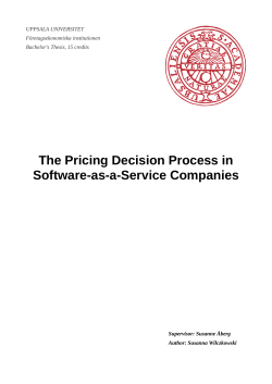 The Pricing Decision Process in Software-as-a-Service