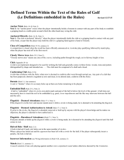 Defined Terms Within the Text of the Rules of Golf (i.e Definitions