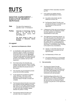 Master Agreement - Executive Search Services