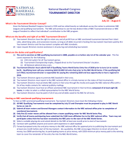 National Baseball Congress NBC Qualifying Tournament Application