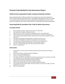 Practical Traits Needed for Key Governance Players: