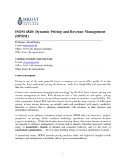ISOM 4820: Dynamic Pricing and Revenue Management (DPRM)