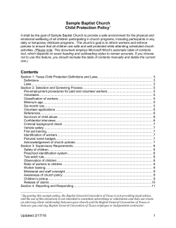 Sample Child Protection Policy and Forms