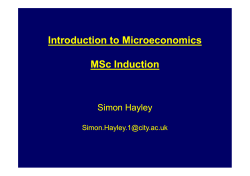 Introduction to Microeconomics MSc Induction