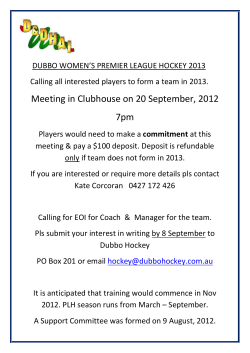 by 8 September - Dubbo Hockey Association