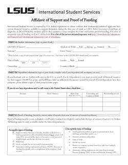 Affidavit of Support and Proof of Funding